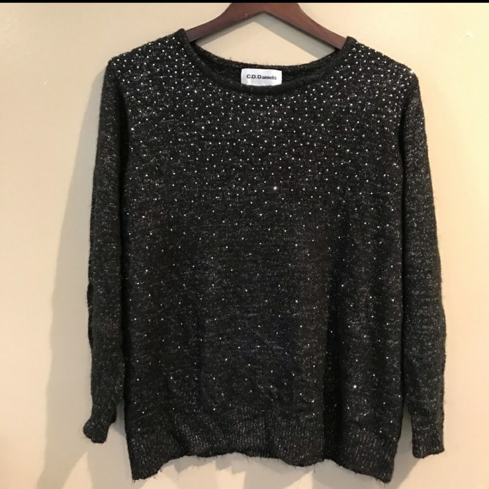 Black and sparkle sweater with gems